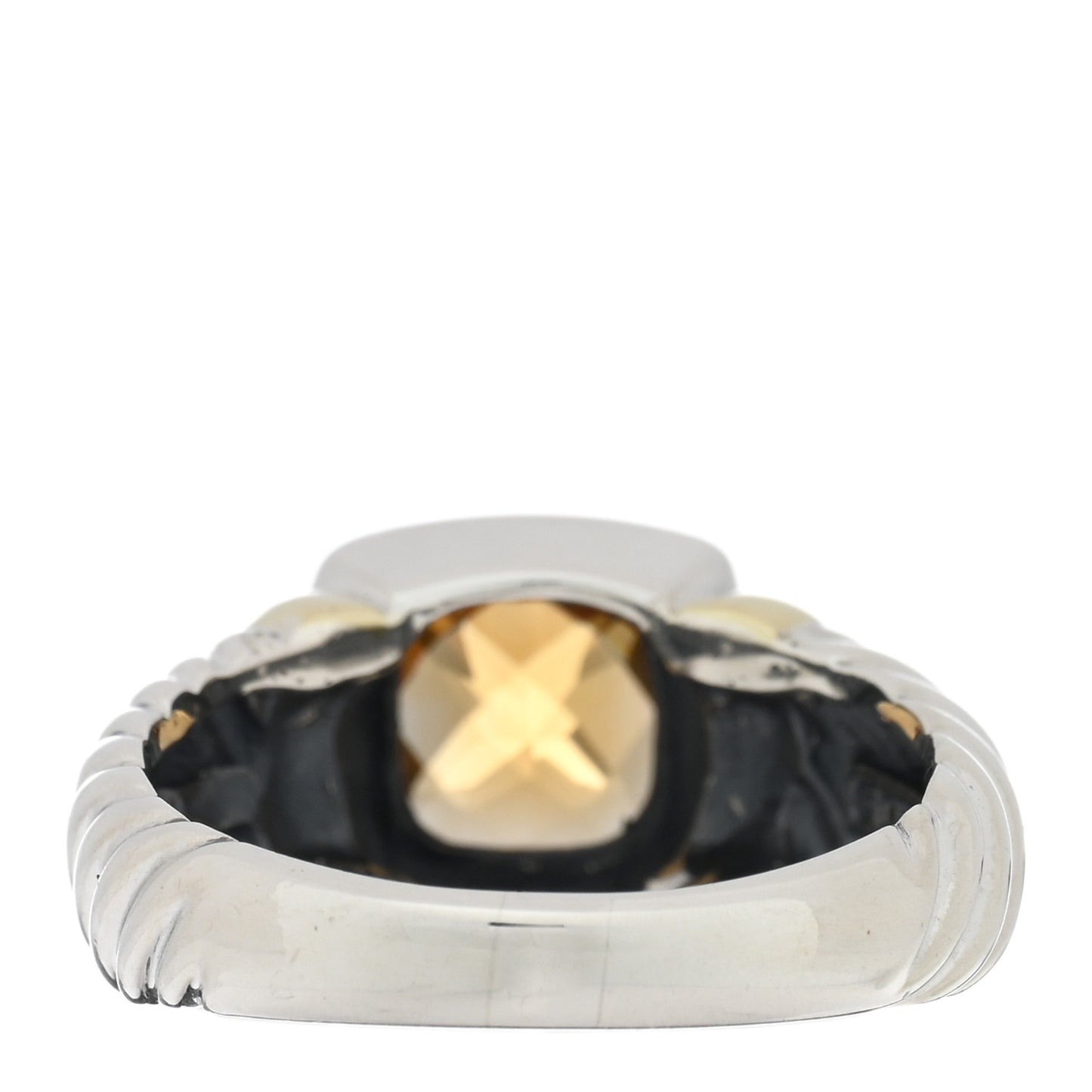 Sterling Silver 14K Yellow Gold Citrine 7mm Noblesse Ring 60 9