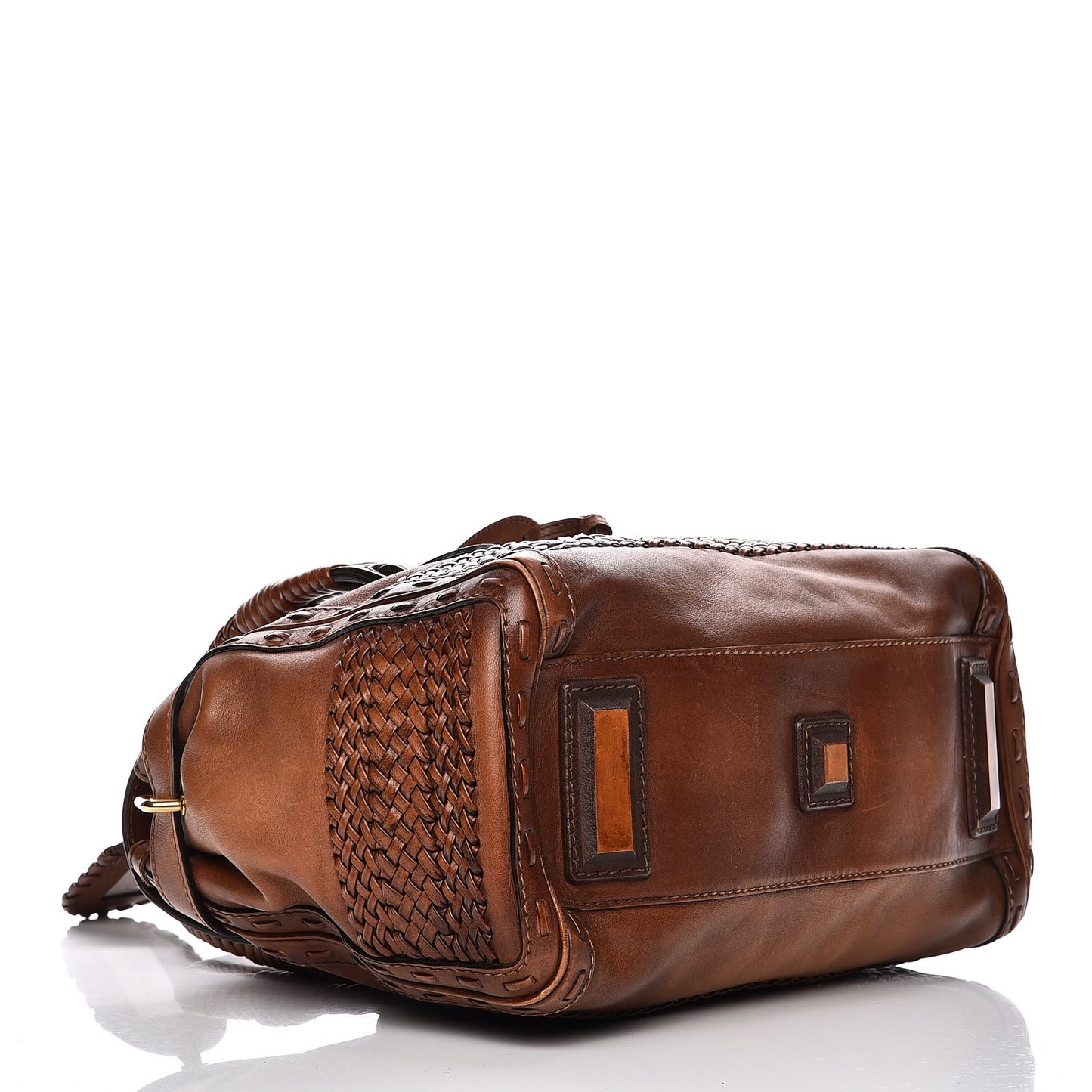 Calfskin Handmade Medium Top Handle Bag Brown