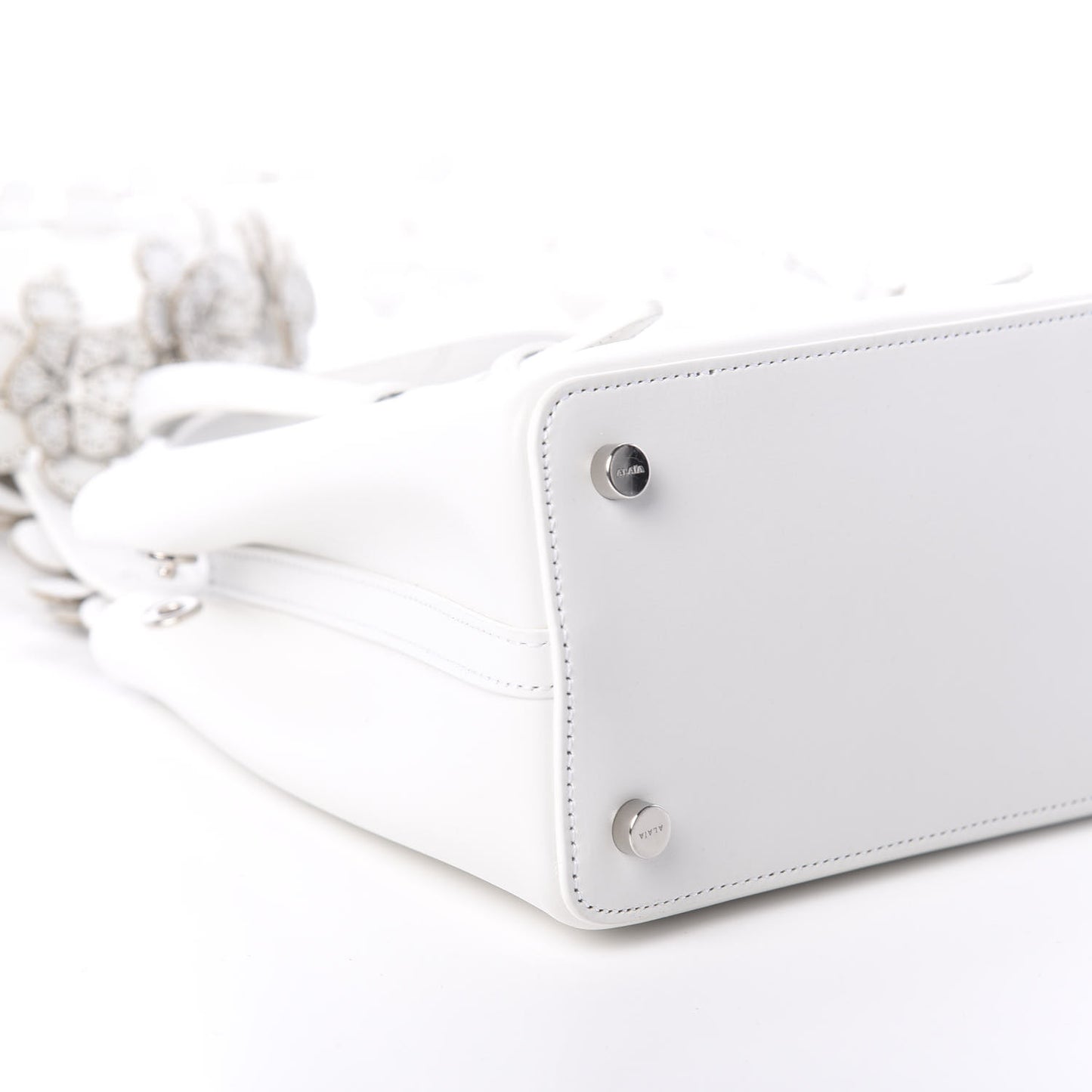 Calfskin Studded Mina 20 Bag White