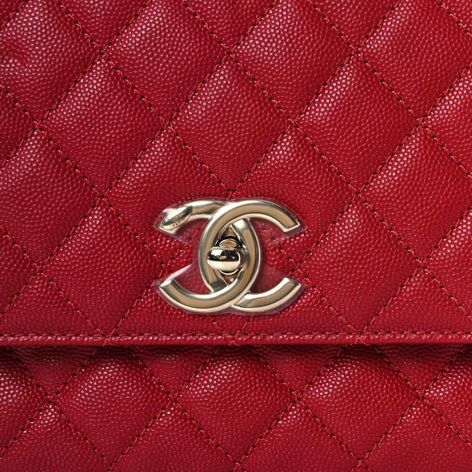 Chanel Caviar Quilted Small Coco Handle Flap Red 8 of 10