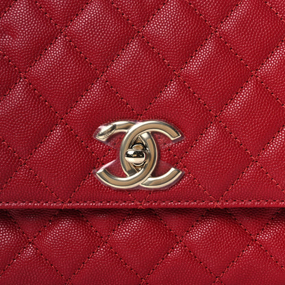 Chanel Caviar Quilted Small Coco Handle Flap Red 8 of 10