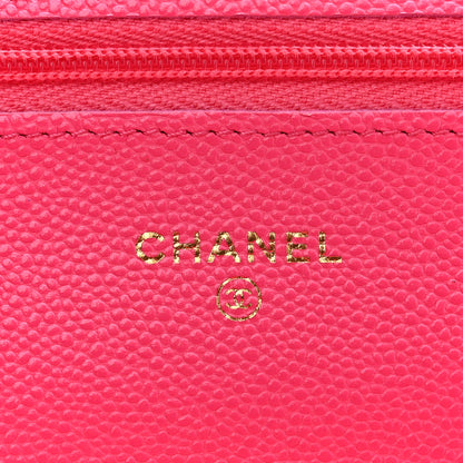 Chanel Caviar Quilted Wallet on Chain WOC Fuchsia 6 of 12