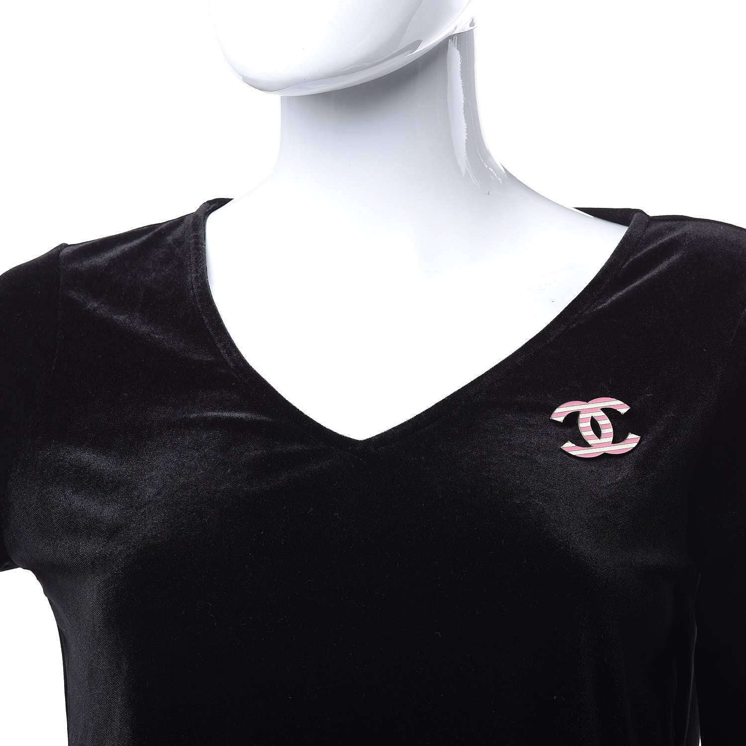 Chanel Enamel Striped CC Brooch Pink Gold 2 of 4