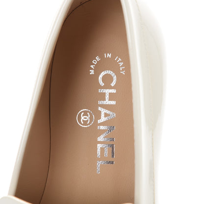 Chanel Patent Calfskin CC Loafers 38 White 7 of 9