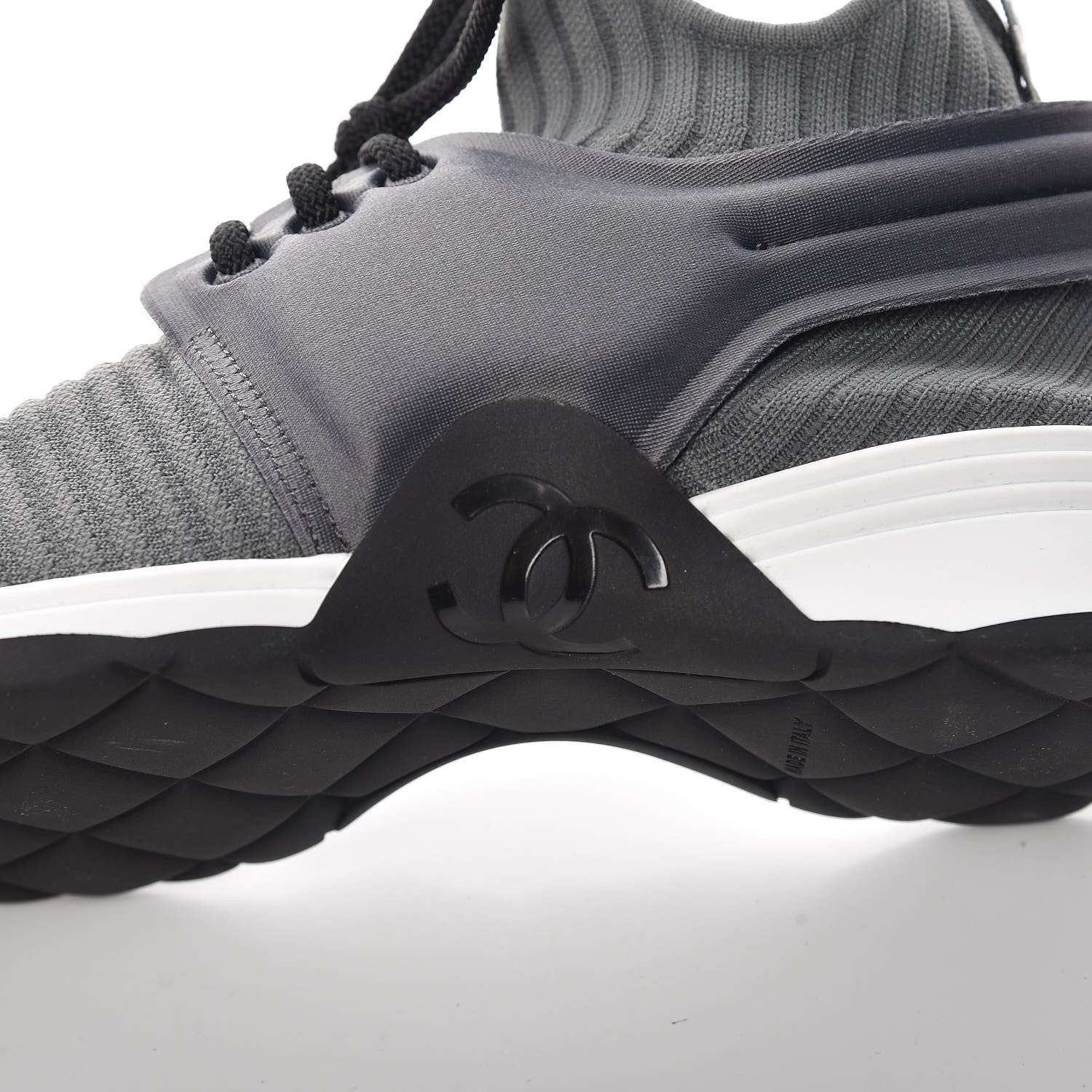 Chanel Stretch Fabric CC Sneakers 35 Grey 7 of 8