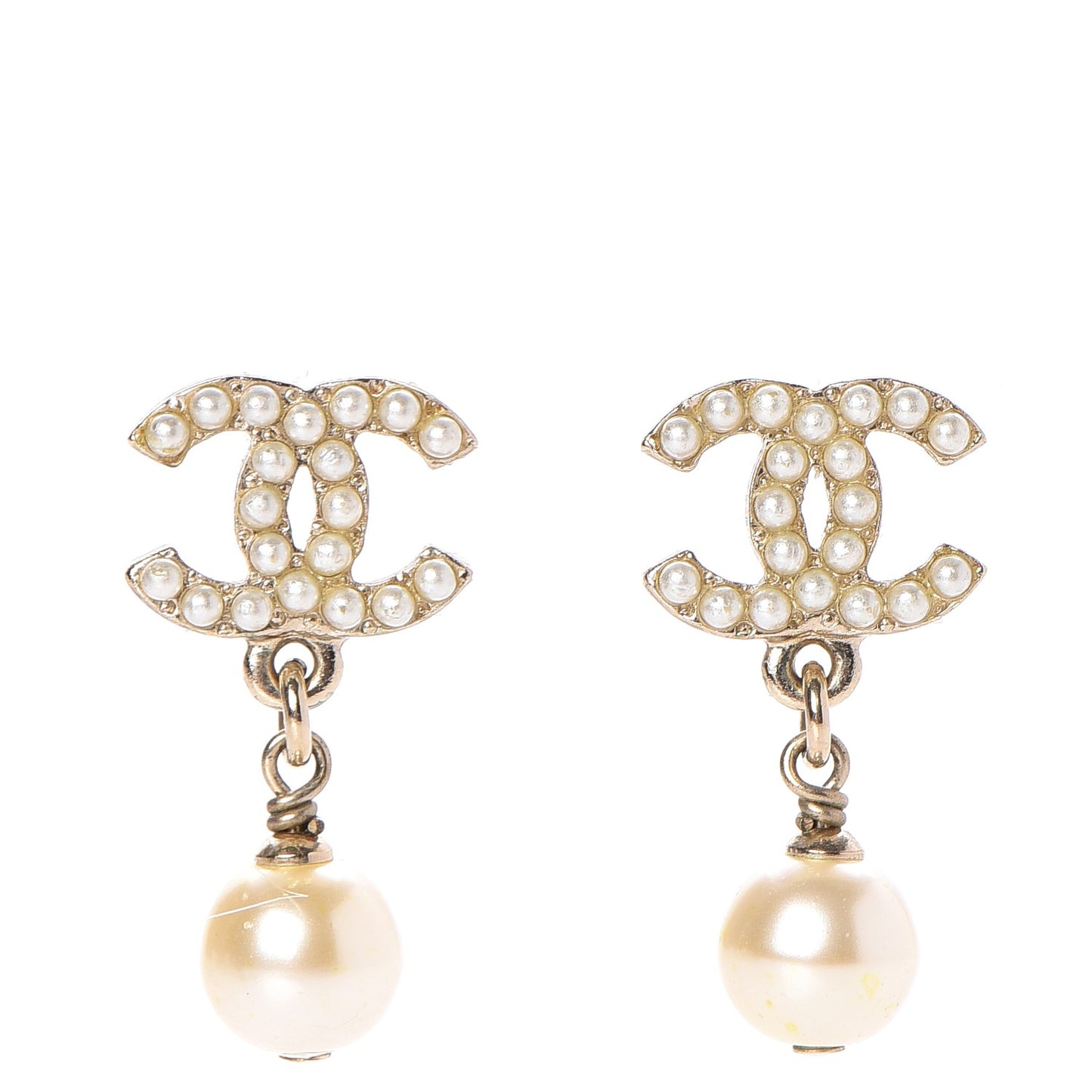 Pearl CC Drop Earrings Gold