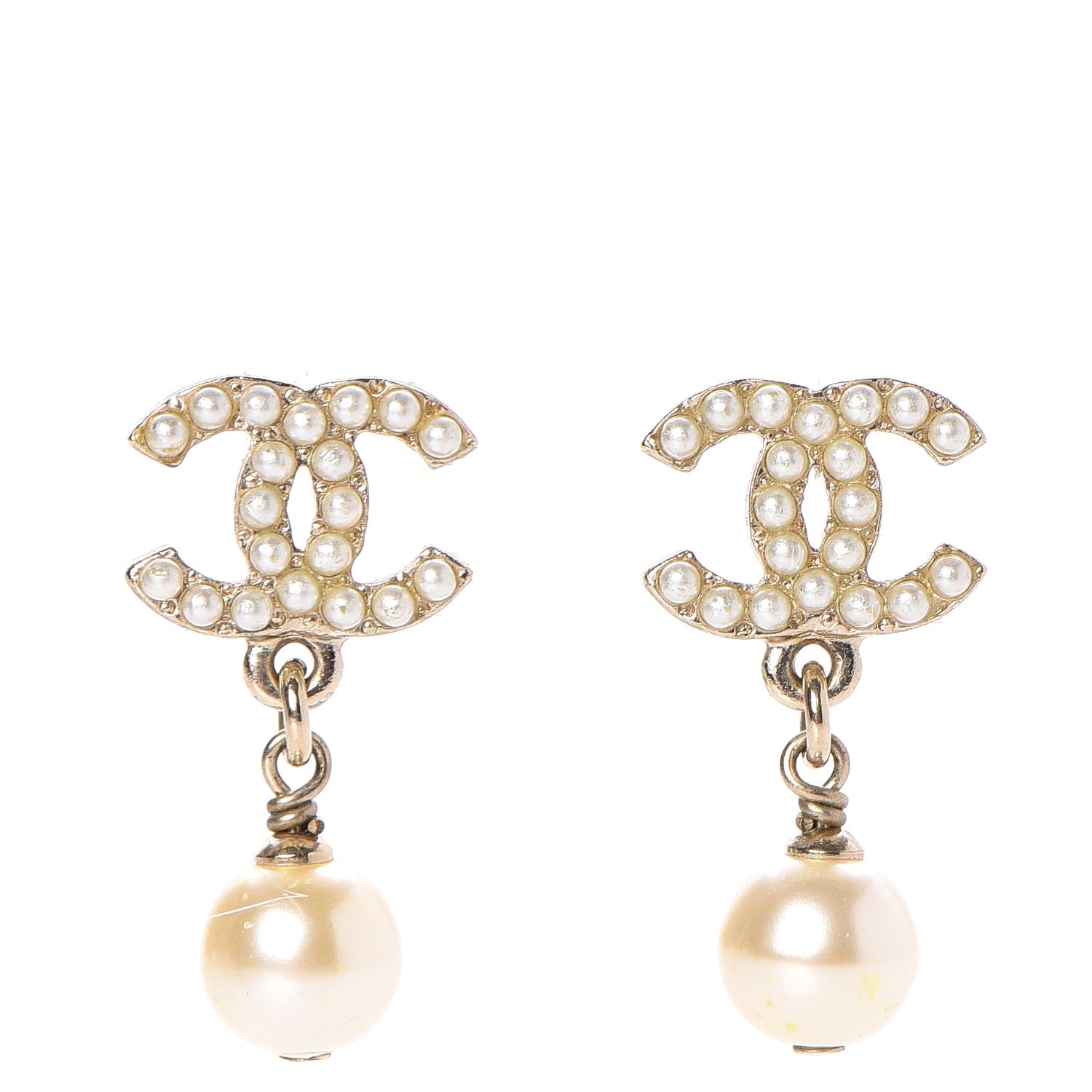 Chanel Pearl CC Drop Earrings Gold 1 of 6