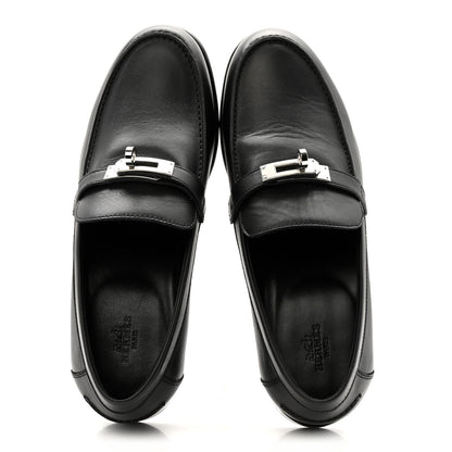 Hermes Calfskin Womens Destin Loafers 38.5 Black 2 of 12