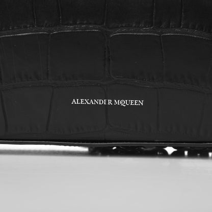 Alexander McQueen Calfskin Crocodile Embossed Box Shoulder Bag 19 Black 8 of 8