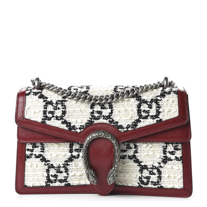Gucci Tweed GG Monogram Small Dionysus Shoulder Bag White Black Romantic Cherry 1 of 10