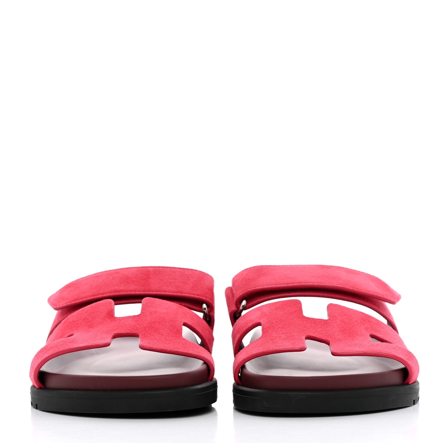 Hermes Suede Goatskin Womens Chypre Sandals 35.5 Rose Frambroise 2 of 9
