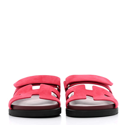 Hermes Suede Goatskin Womens Chypre Sandals 35.5 Rose Frambroise 2 of 9