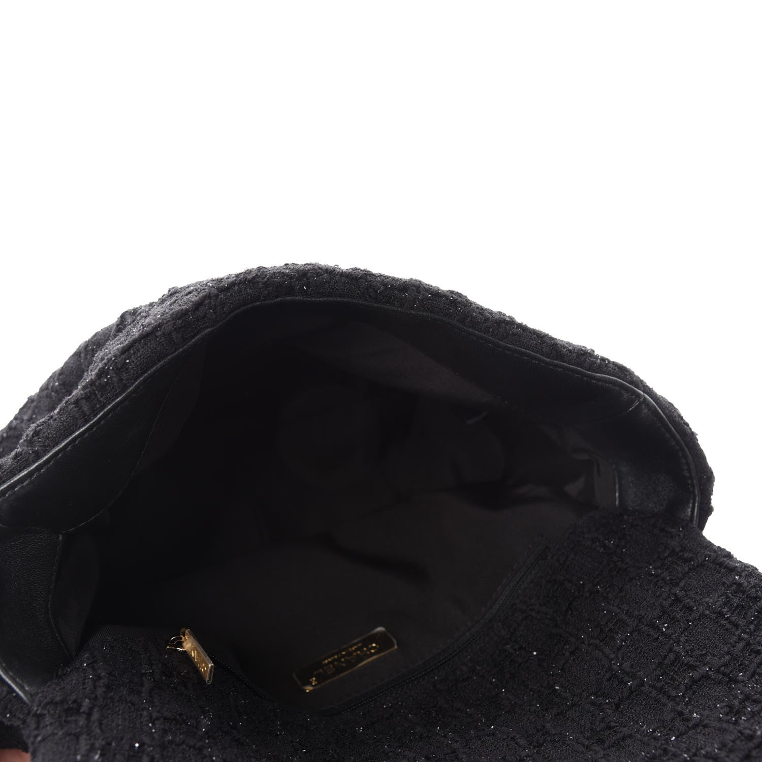 Chanel Tweed Quilted Large Chanel 19 Flap Black 5 of 11