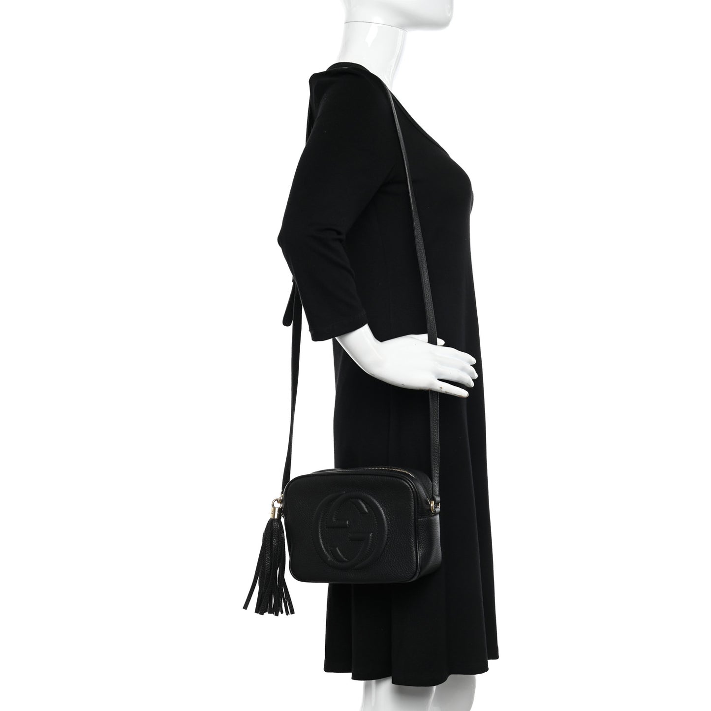 Pebbled Calfskin Small Soho Disco Bag Black