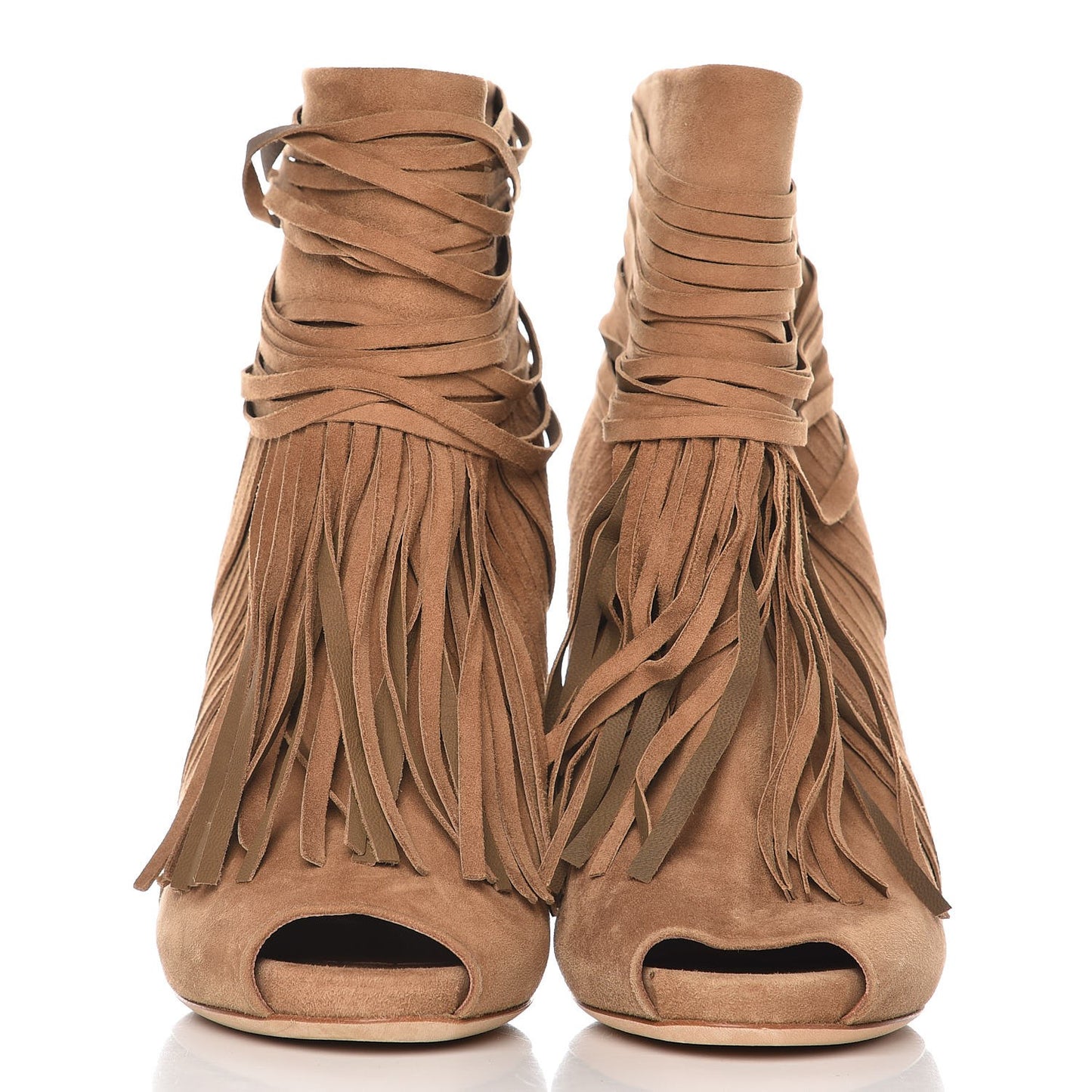 Suede Akerman Peep Toe Ankle Boots 36.5 Camel