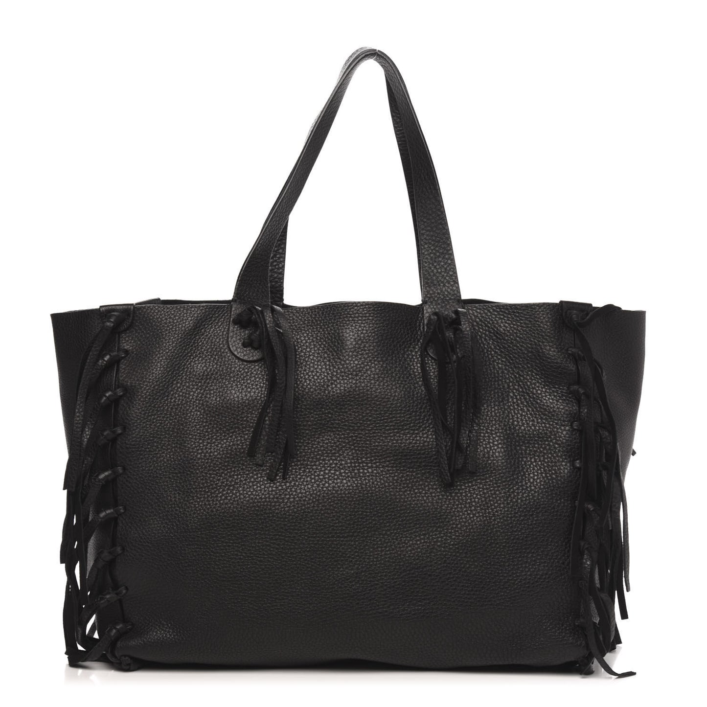 Grained Calfskin C-Rockee Fringe Tote Black
