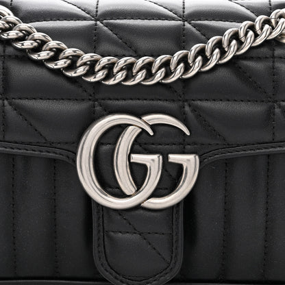 Gucci Calfskin Matelasse Aria Mini GG Marmont Shoulder Bag Black 8 of 10