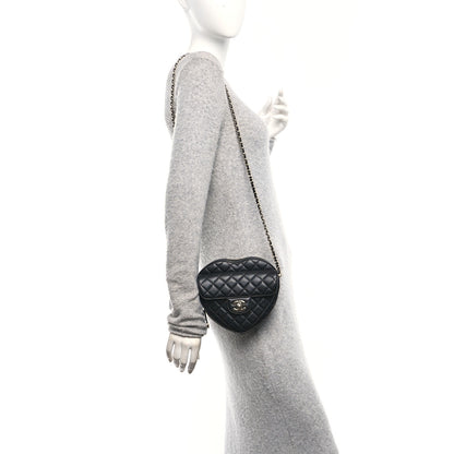 Chanel Lambskin Quilted Large CC In Love Heart Bag Black 2 of 9
