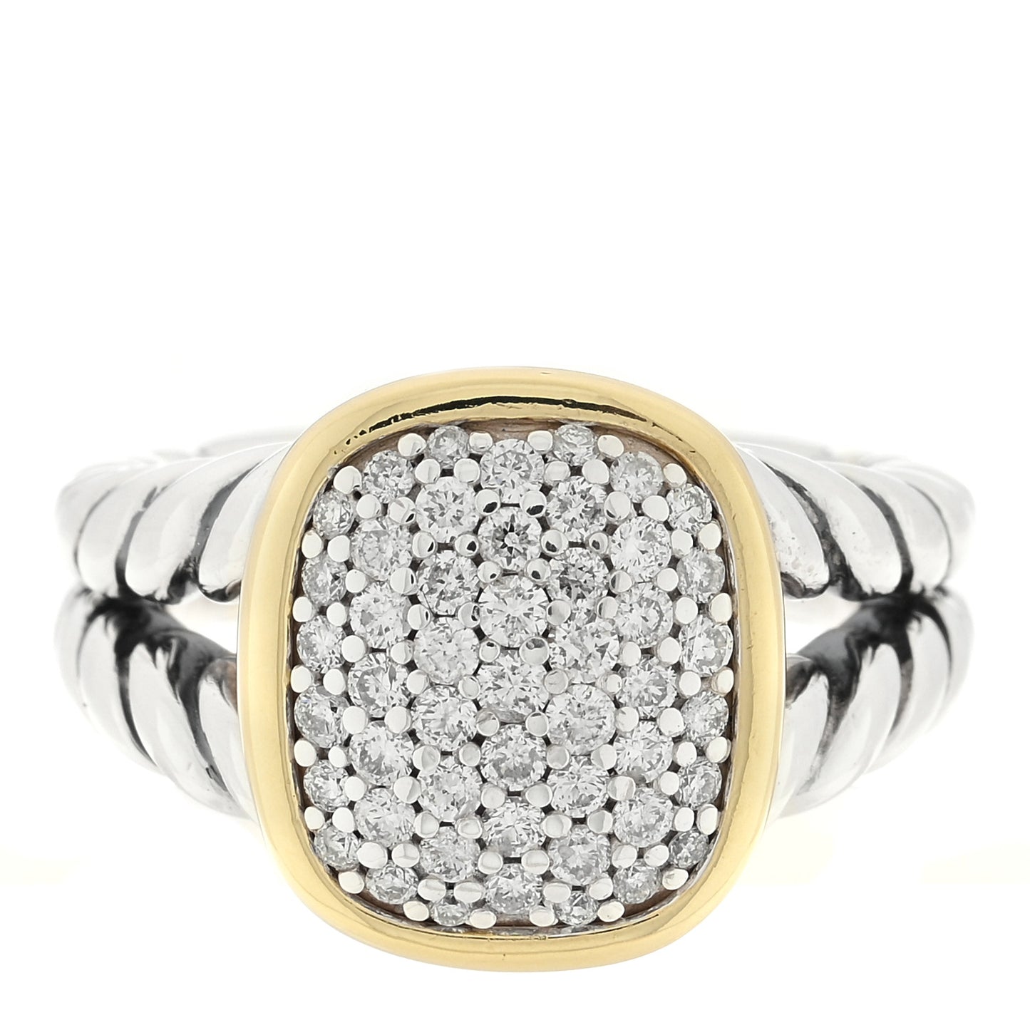 Sterling Silver 18K Yellow Gold Diamond 15mm Albion Statement Ring 54 7