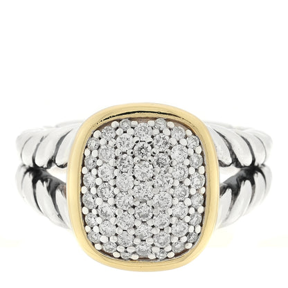 David Yurman Sterling Silver 18K Yellow Gold Diamond 15mm Albion Statement Ring 54 7 1 of 4