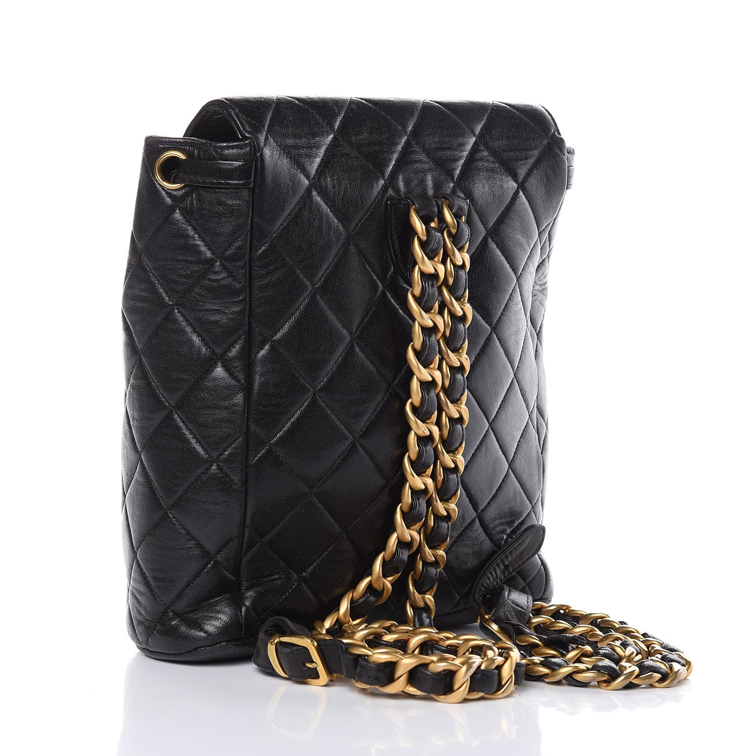 Chanel Lambskin Quilted Drawstring Backpack Black 3 of 16