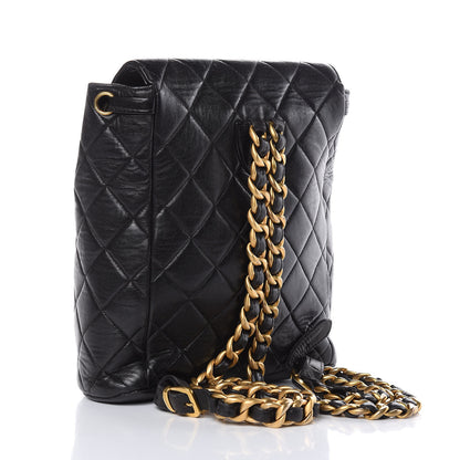 Chanel Lambskin Quilted Drawstring Backpack Black 3 of 16