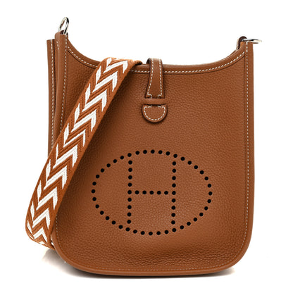 Hermes Taurillon Clemence Allegro Evelyne TPM Gold Cornaline White 1 of 9