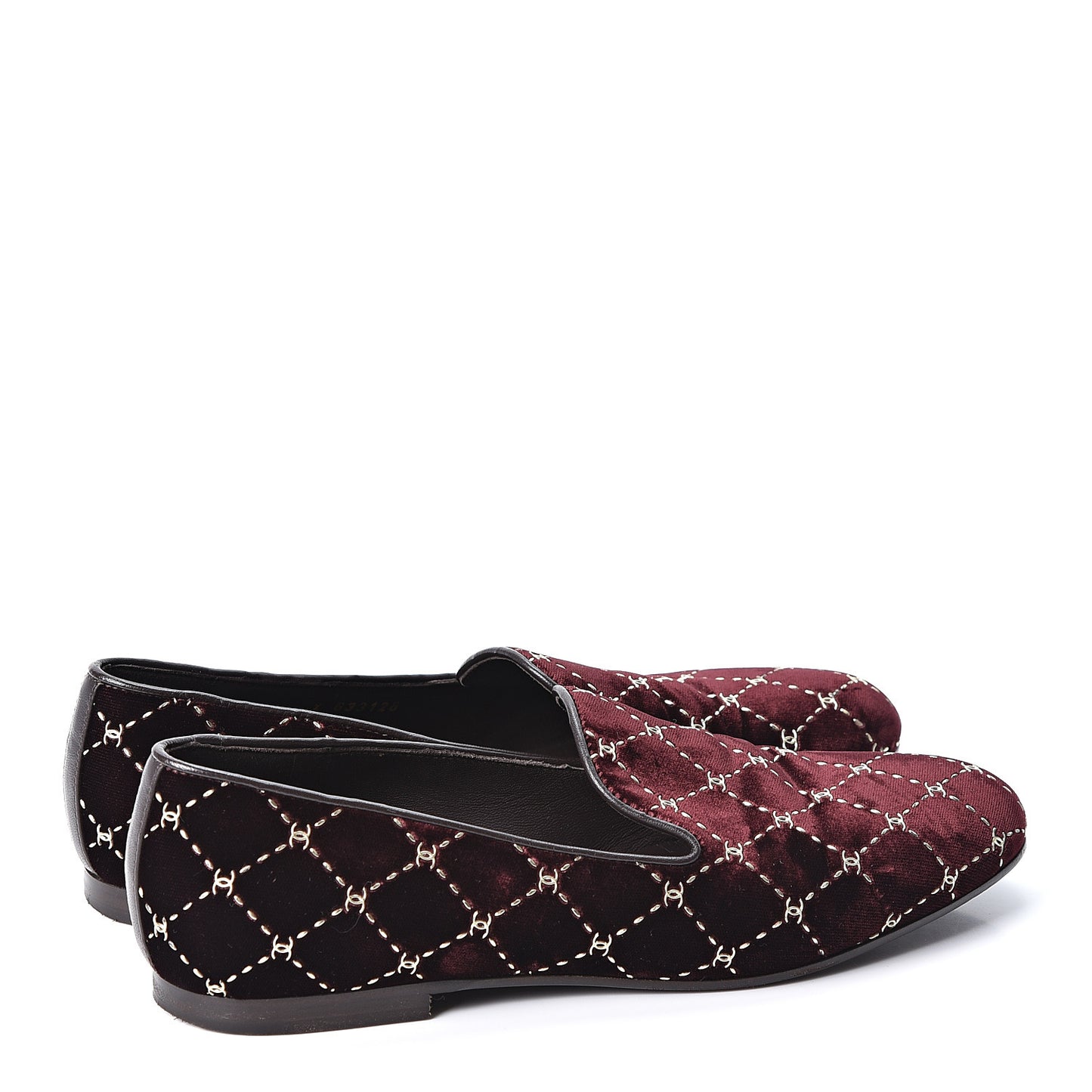 Velvet Mocassin Loafers 38 Burgundy