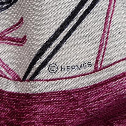 Hermes Wool Silk Route 24 Scarf 140 Marine Cobalt Magenta 7 of 7