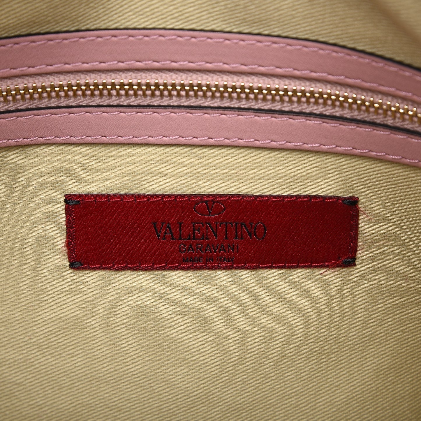 Vitello Large Rockstud Zip Wristlet Pouch Pop Gardenia