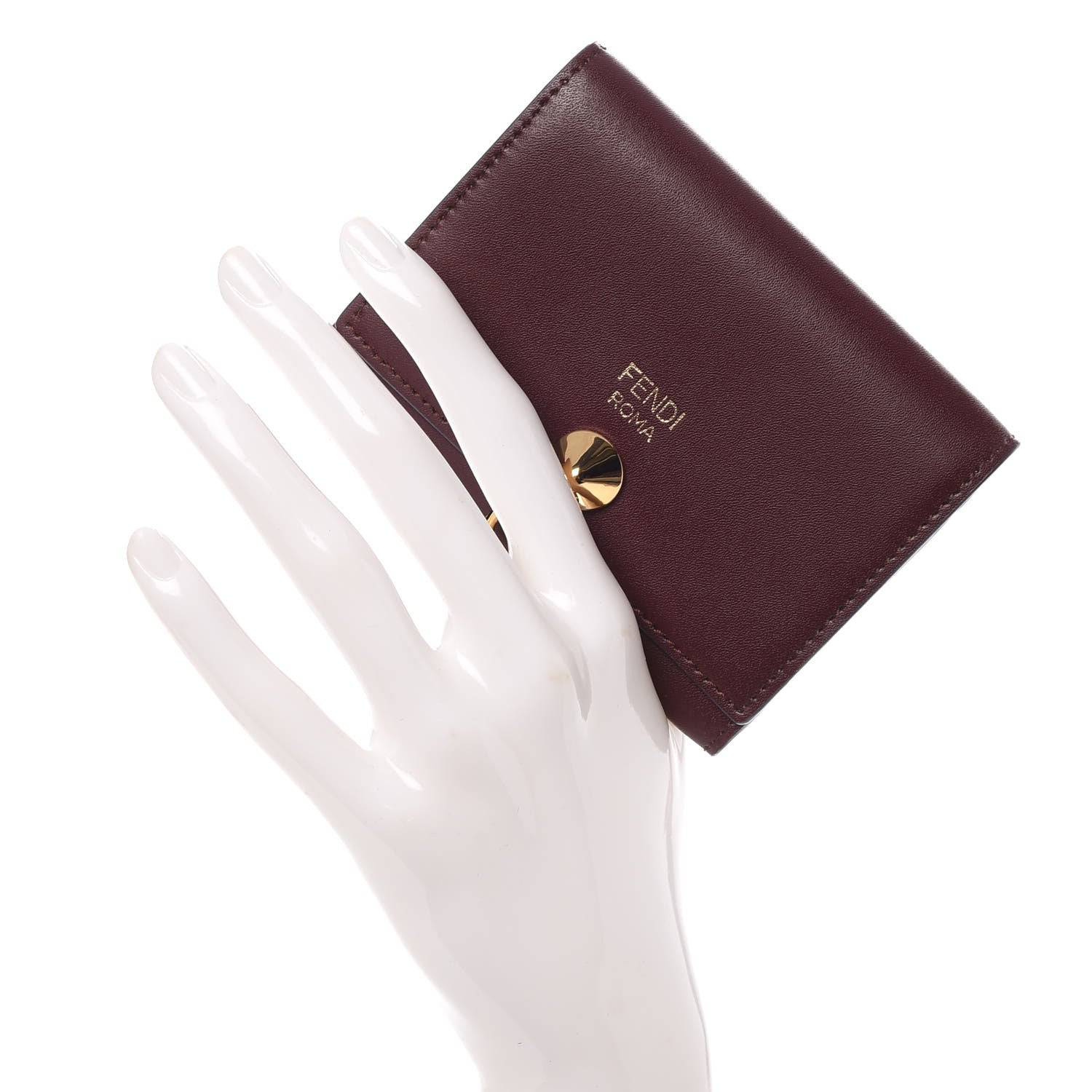 Fendi Vitello Liberty Vitello Century Bi-Color By The Way Gusseted Cardholder Bordeaux Sand 2 of 8