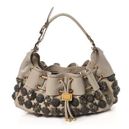 Burberry Calfskin Mason Warrior Studded Hobo Taupe 1 of 11