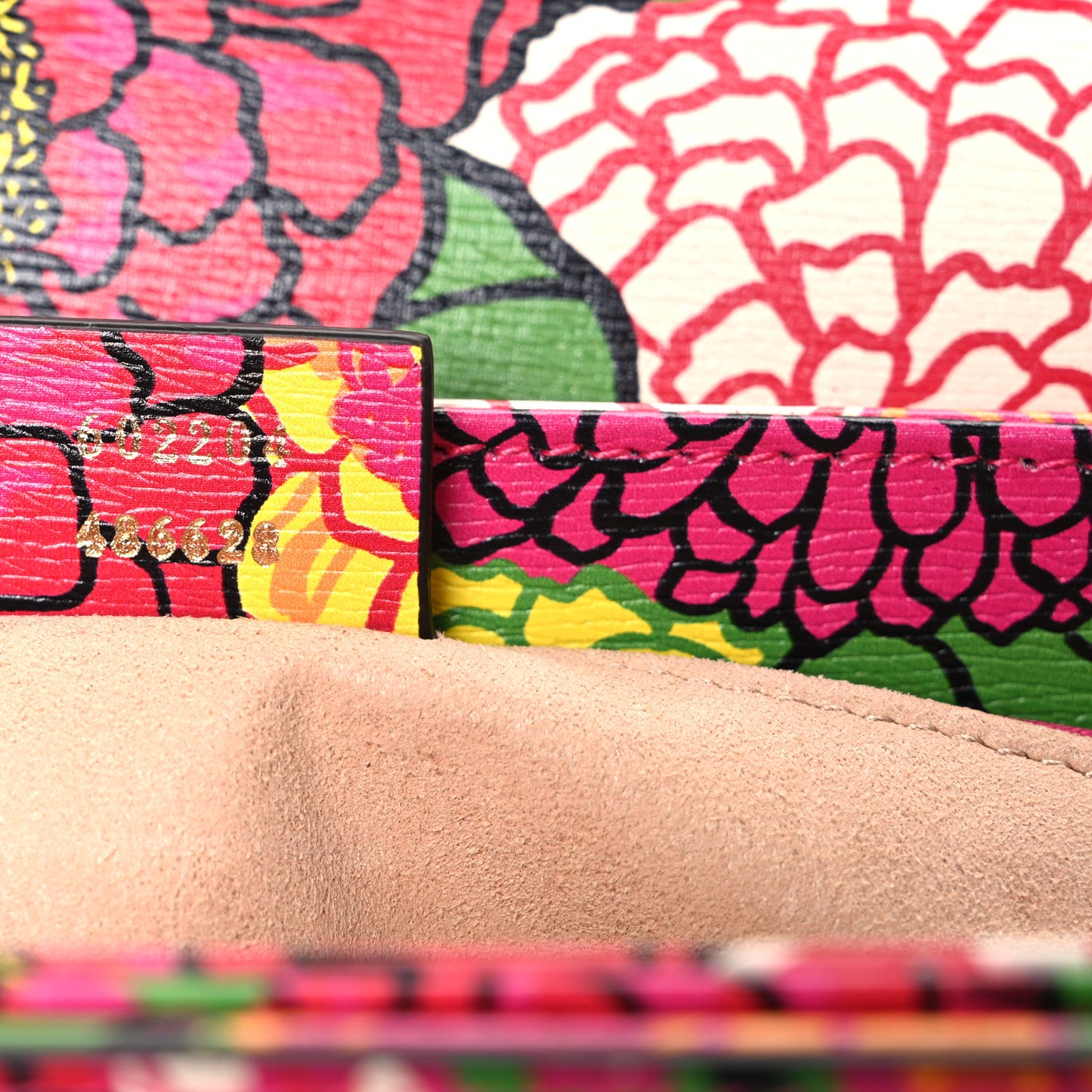 X KEN SCOTT New Shangai Calfskin Pomponica Print Horsebit 1955 Shoulder Bag  Multicolor Fuxia Pompon