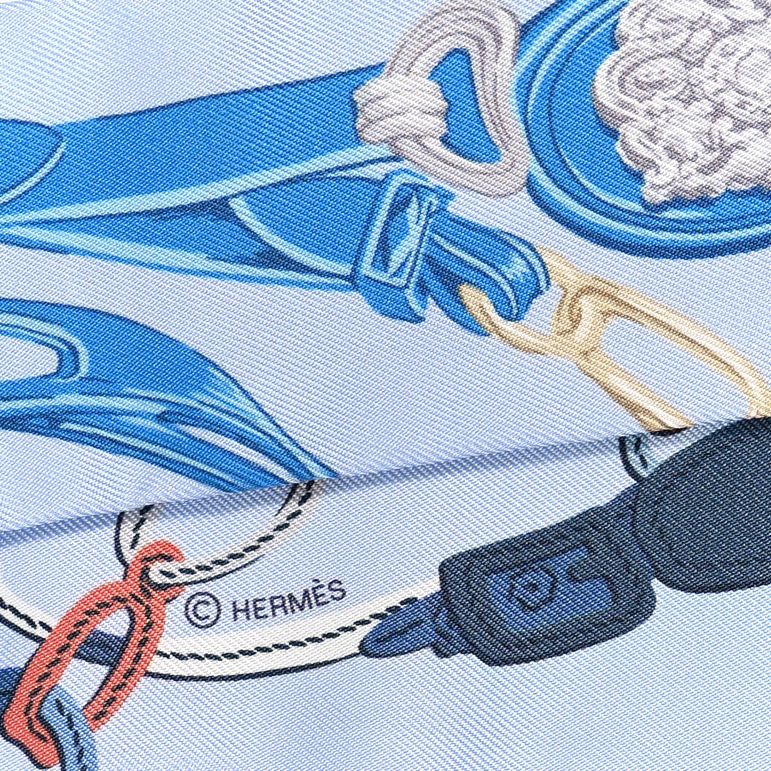 Hermes Silk Brides De Gala Twilly Bleu Ciel Cobalt 4 of 4