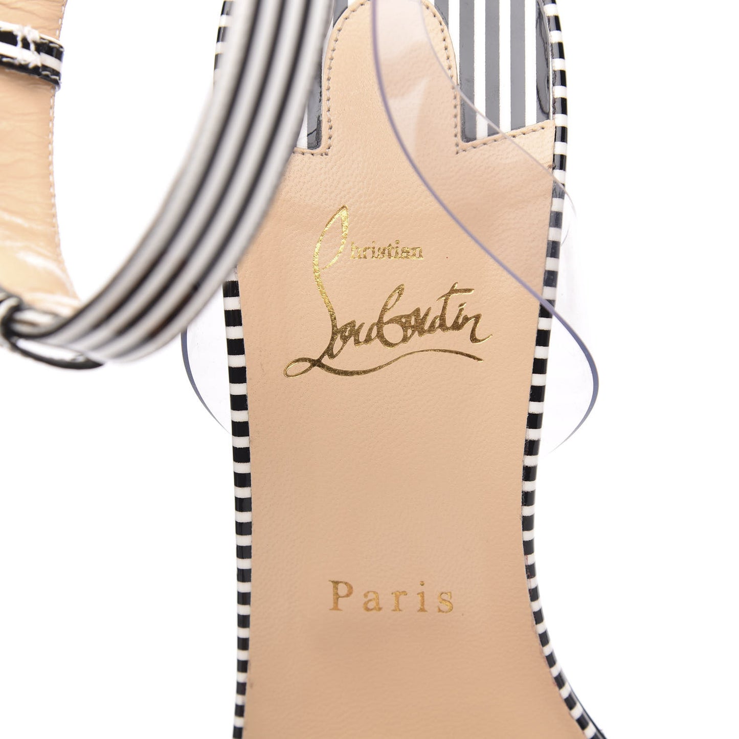 Patent PVC Striped Illusion Jonatina 100 Sandals 41 Black White