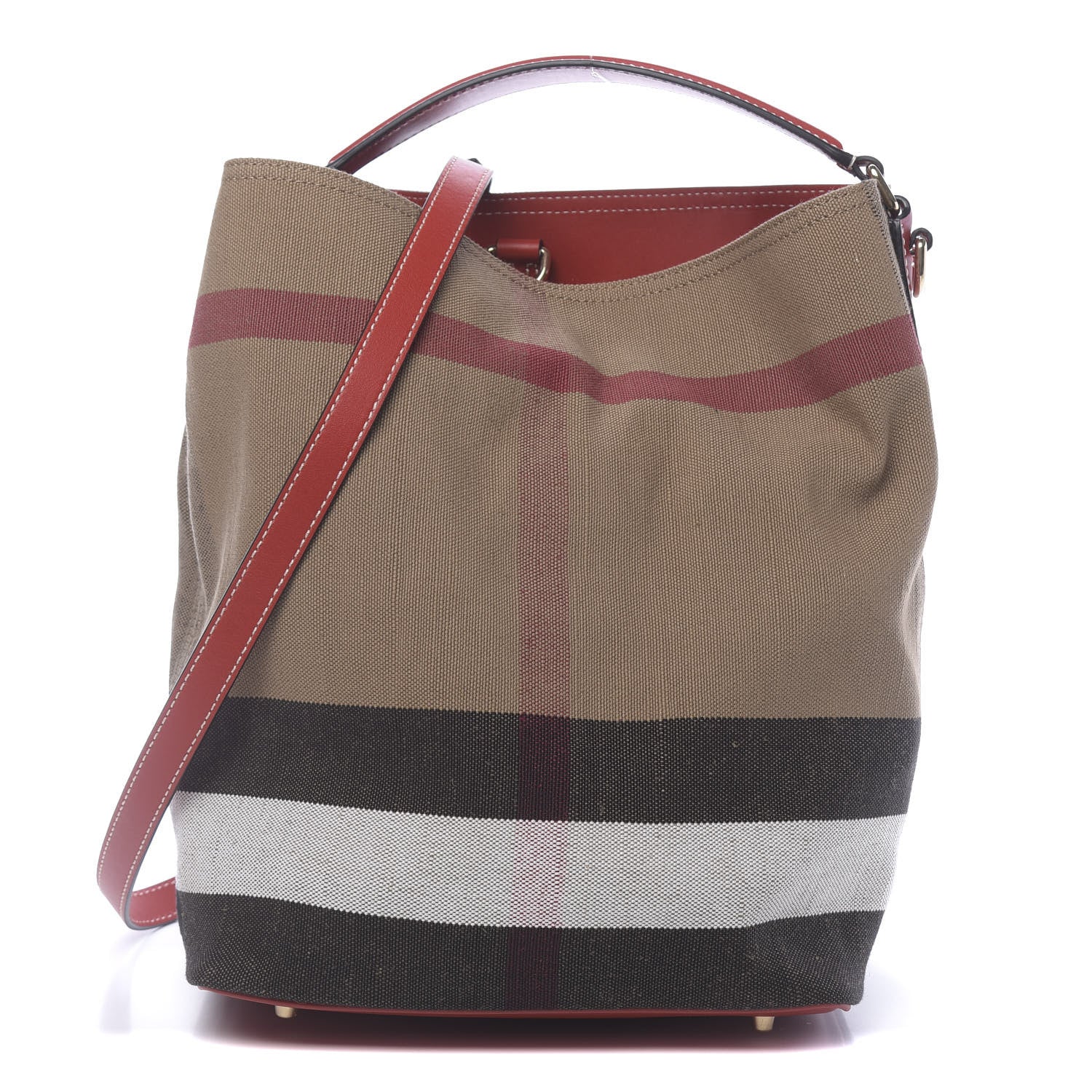Burberry Canvas Mega Check Medium Ashby Hobo Cadmium Red 1 of 11