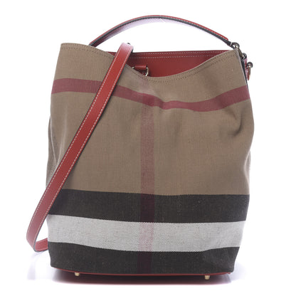 Burberry Canvas Mega Check Medium Ashby Hobo Cadmium Red 1 of 11