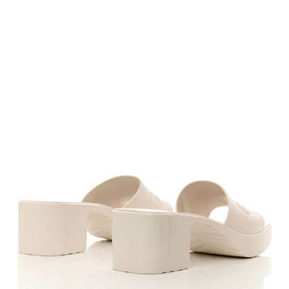 Gucci Rubber Gucci Logo Womens Platform 20/60mm Slide Sandals 39 Mystic White 4 of 13