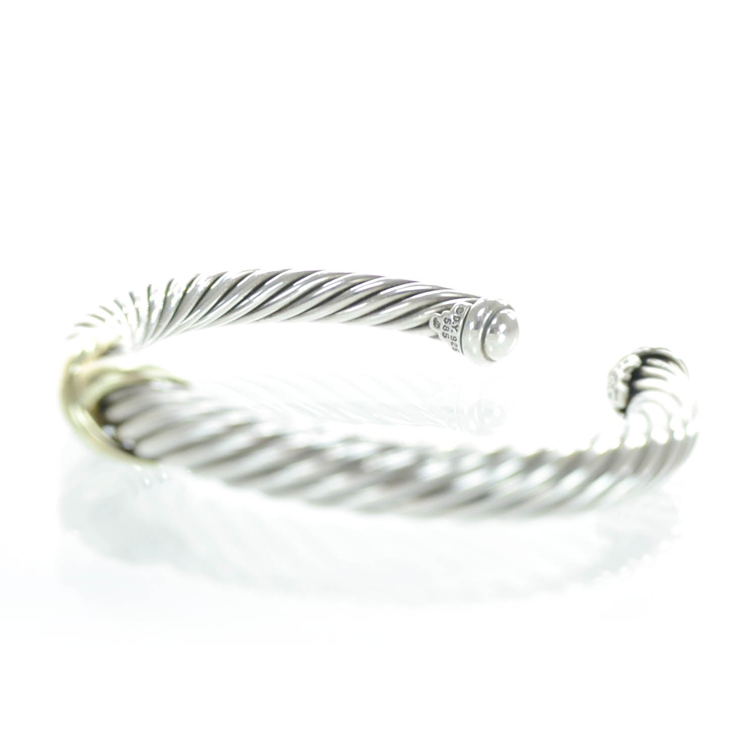 David Yurman Sterling Silver and 14k Gold X Cuff 3 of 5