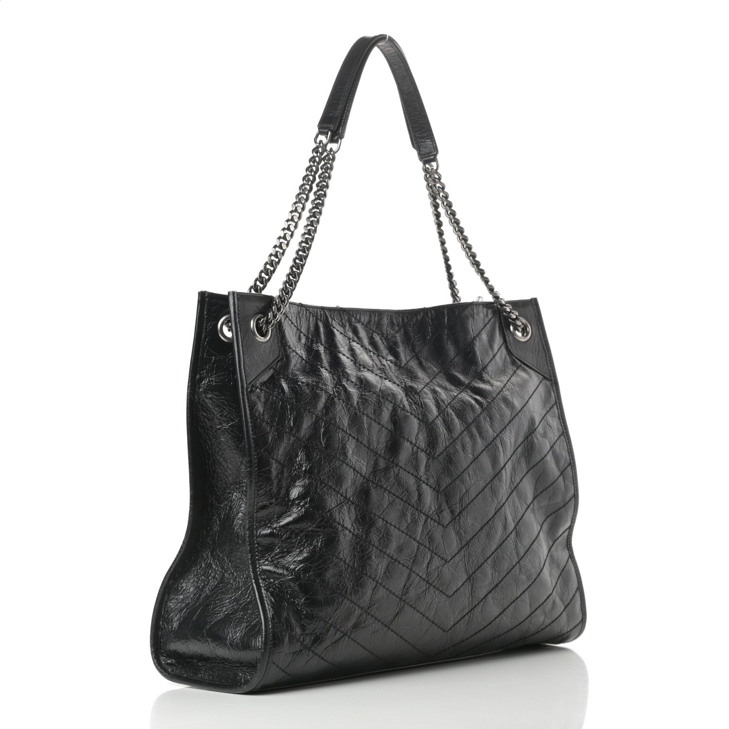 Saint Laurent Crinkled Calfskin Matelasse Monogram Niki Shoulder Bag Black 3 of 12