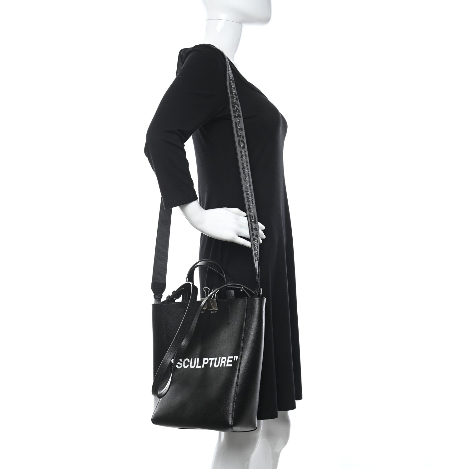 Off-White Calfskin Sculpture Tote Bag Black 2 of 10