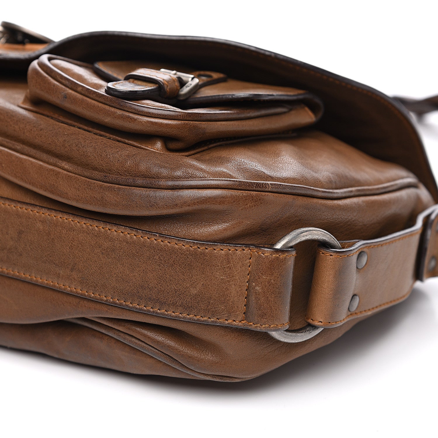 Christian Dior Calfskin Gaucho Double Saddle Bag Brown 13 of 17