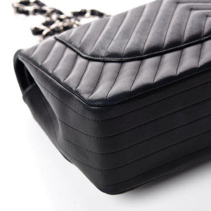Chanel Lambskin Chevron Quilted Jumbo Double Flap Black 13 of 13