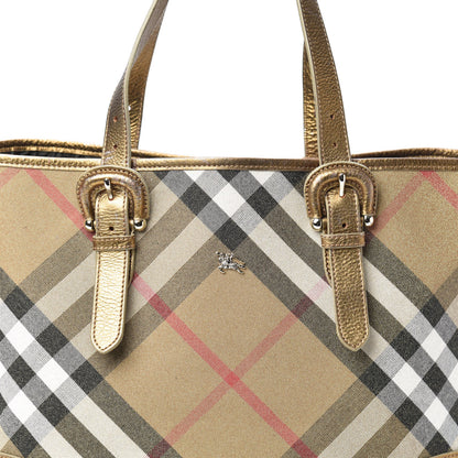 Burberry Shimmer Check Byron Tote Gold 7 of 9