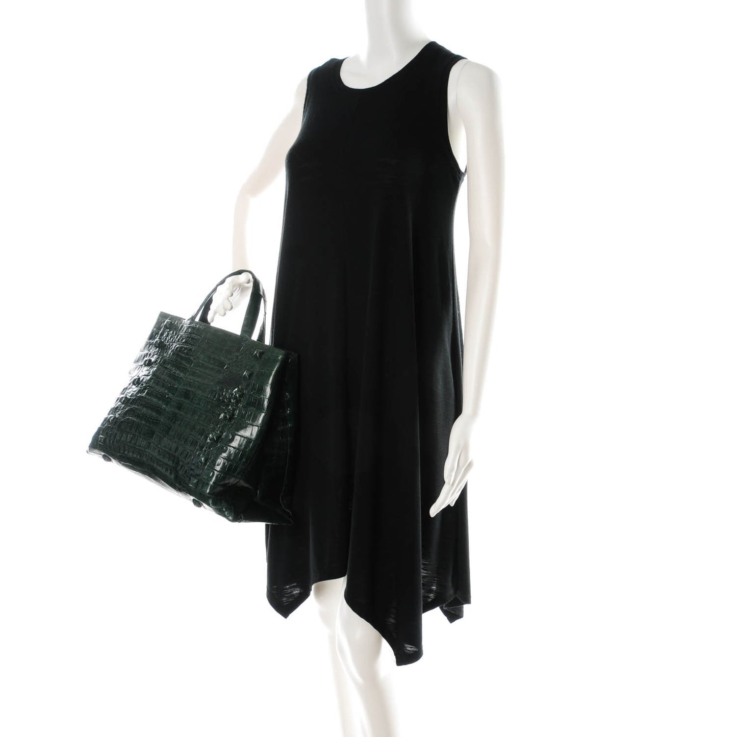 Crocodile Large Studded Tote Green