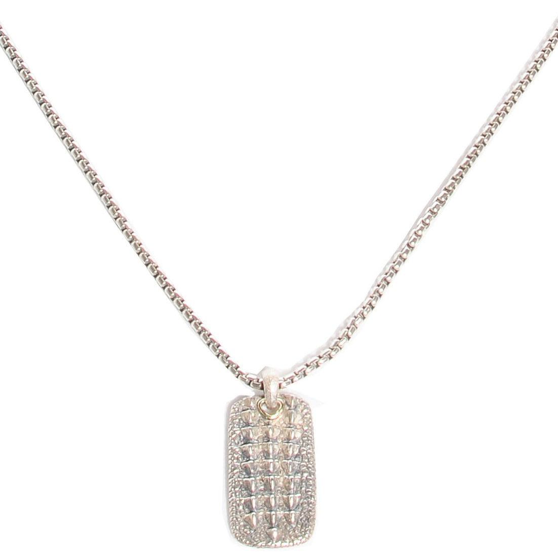 Sterling Silver 18K Gold Alligator Embossed Naturals Dog Tag