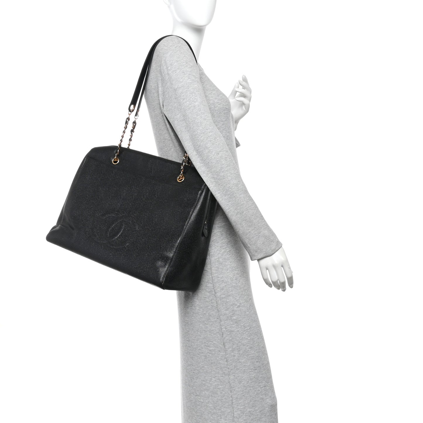 Caviar Large CC Shoulder Bag  Black