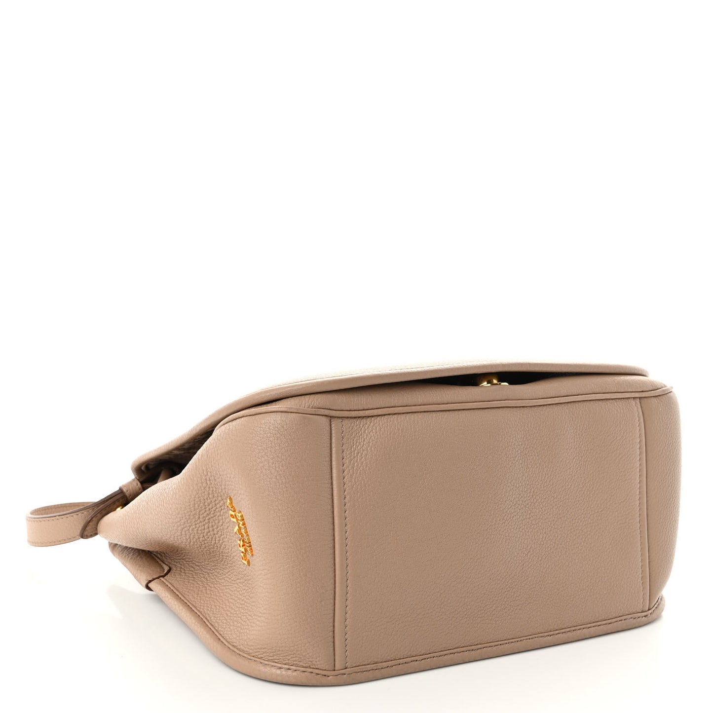 Vitello Daino Embossed Logo Flap Shoulder Bag Cammeo