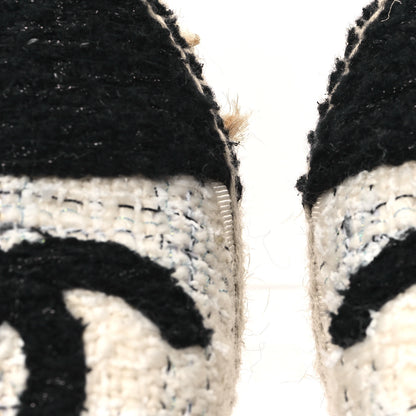 Chanel Tweed Grosgrain CC Espadrilles 39 White Black 9 of 9