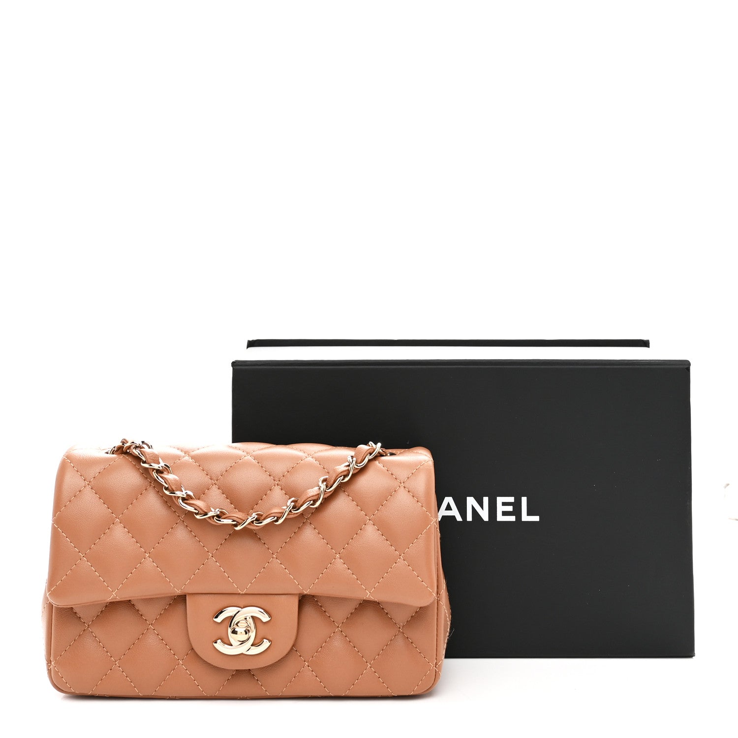 Chanel Lambskin Quilted Mini Rectangular Flap Brown 1870514